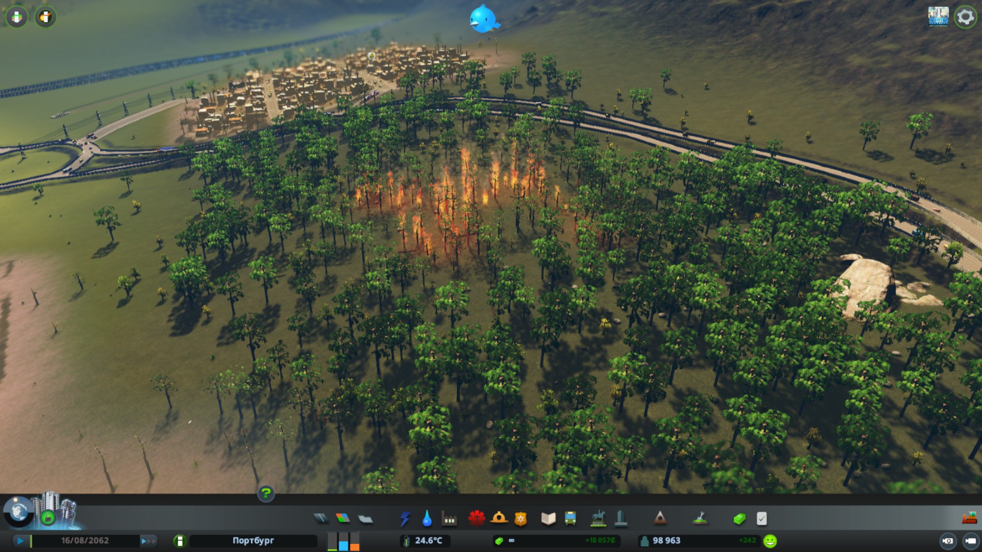 лесной пожар cities skyline
