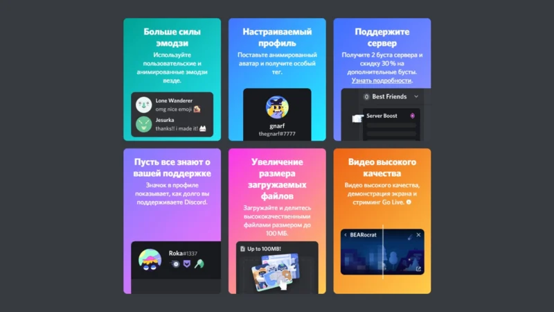 Преимущества discord nitro