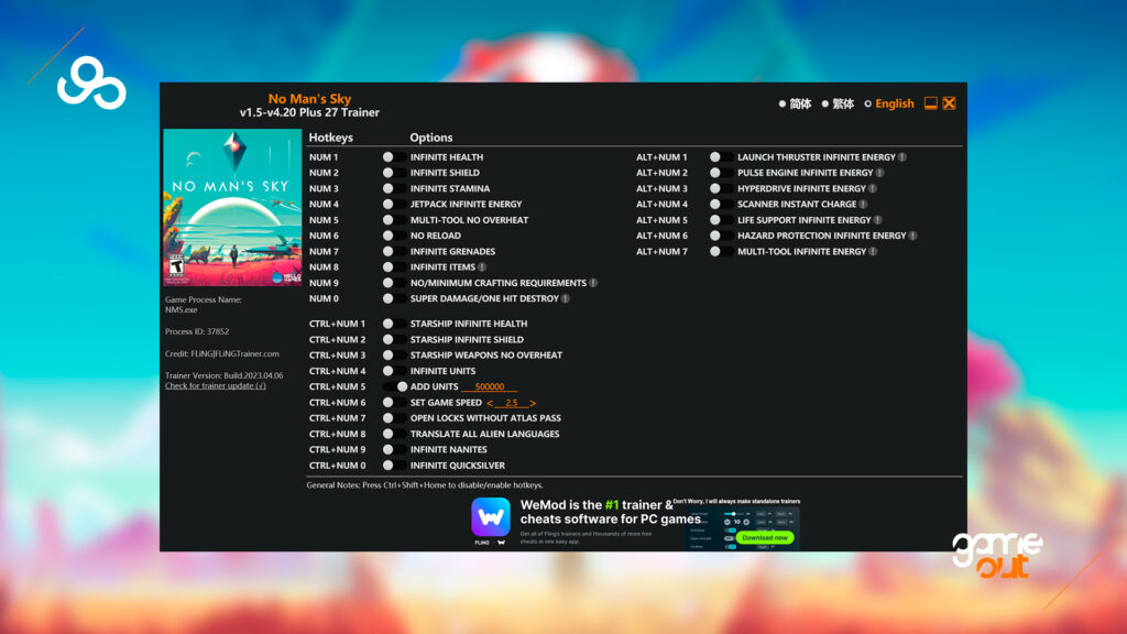 Трейнер для игры No Man's Sky с читами