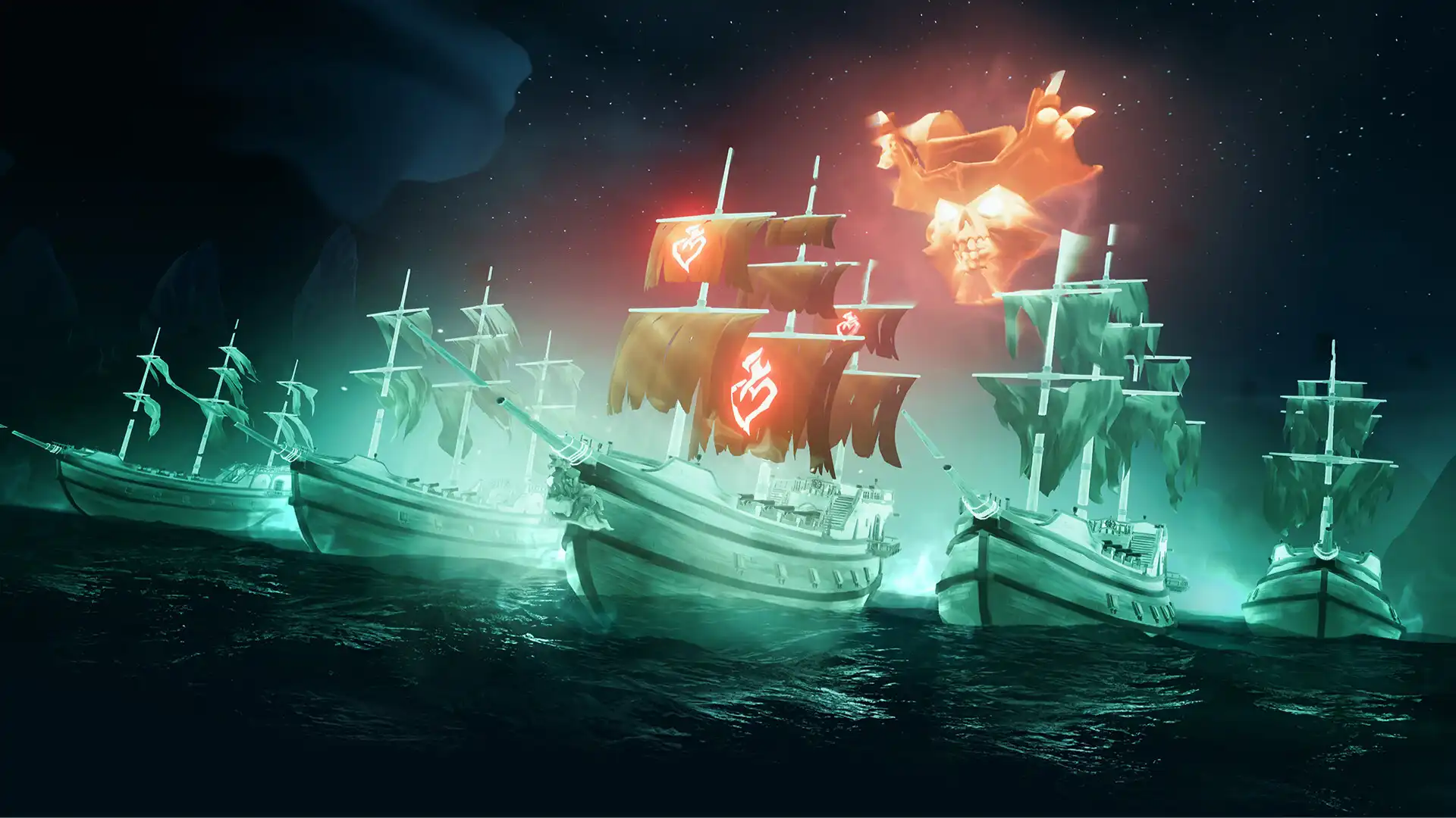 Ночные морские баталии с призрачными кораблями в Sea of Thieves