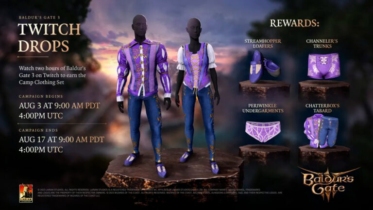 Twitch Drops раздает Twitch Camp Clothing Set для Baldur’s Gate 3