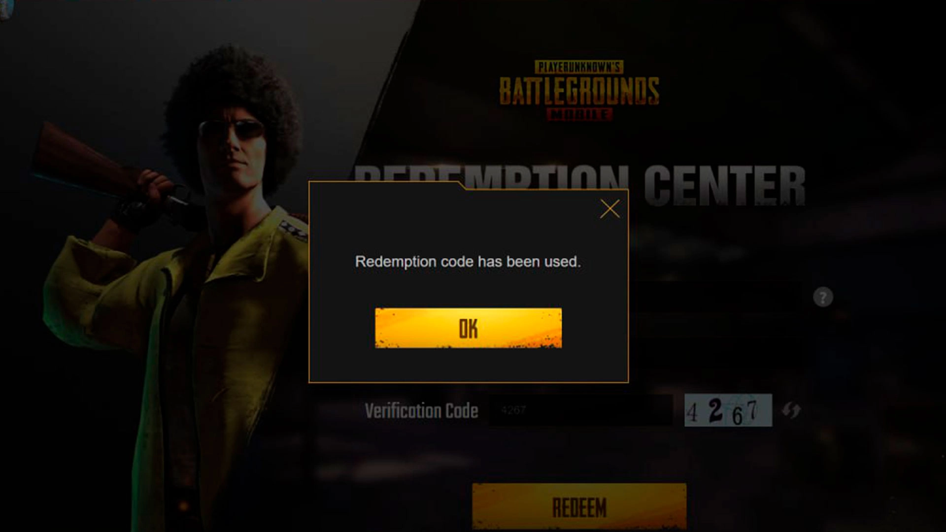 Redemption code has been used