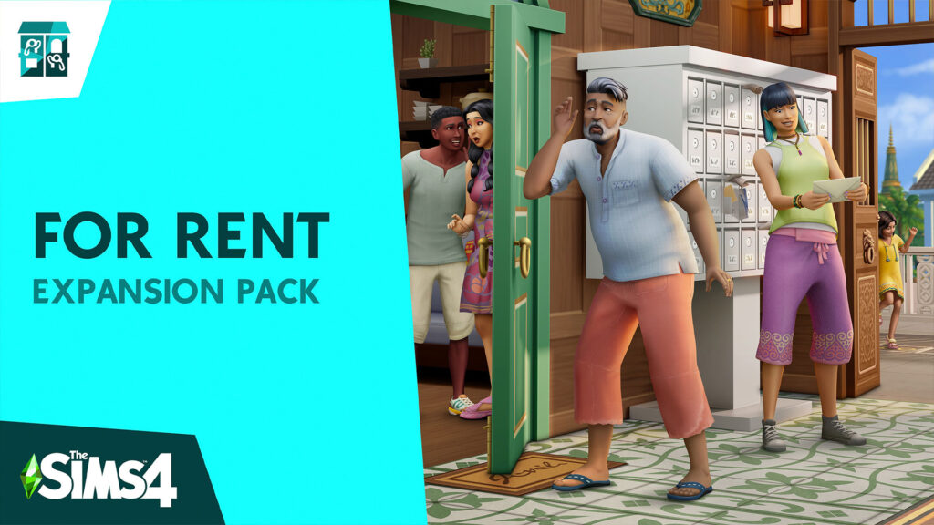 Обложка трейлера дополнения 'For Rent' для The Sims 4