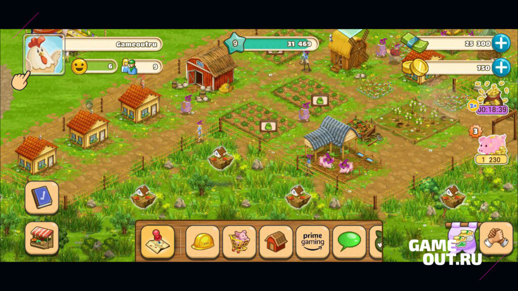 Аватар игрока в углу интерфейса Big Farm: Mobile Harvest.