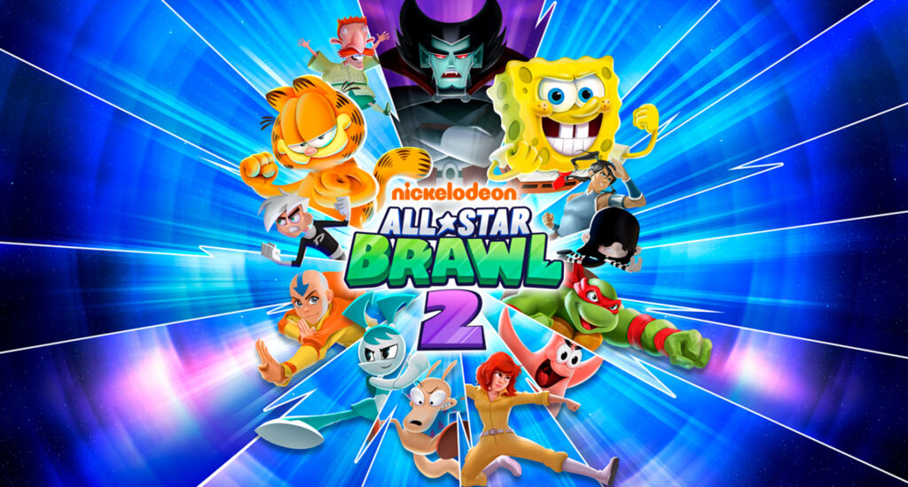 Обложка игры Nickelodeon All-Star Brawl 2 с Губкой Бобом и другими героями Nickelodeon