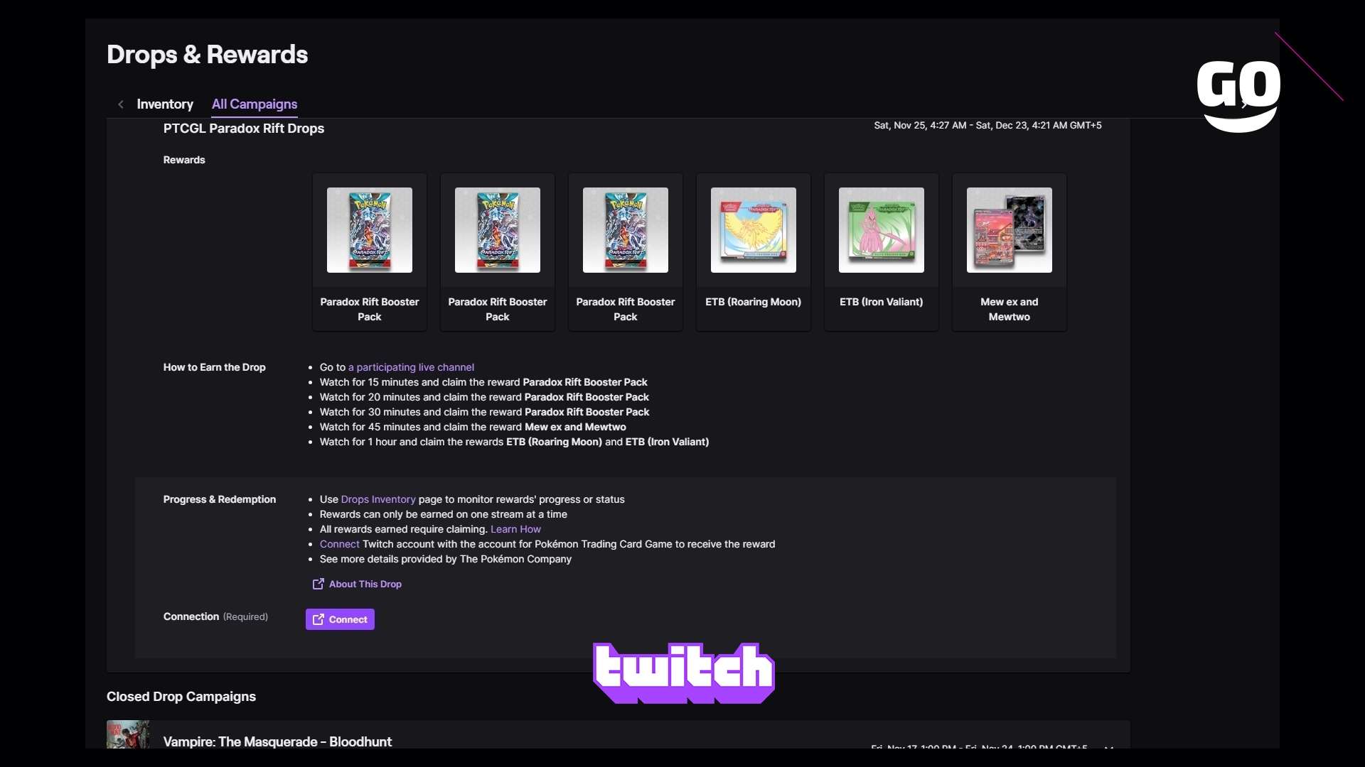 Twitch Drops: Награды Paradox Rift для Pokémon TCG