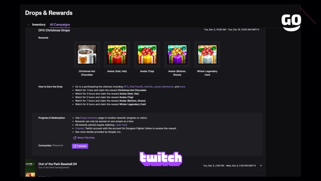Twitch Drops Уникальные подарки DFO Christmas для Dungeon Fighter Online