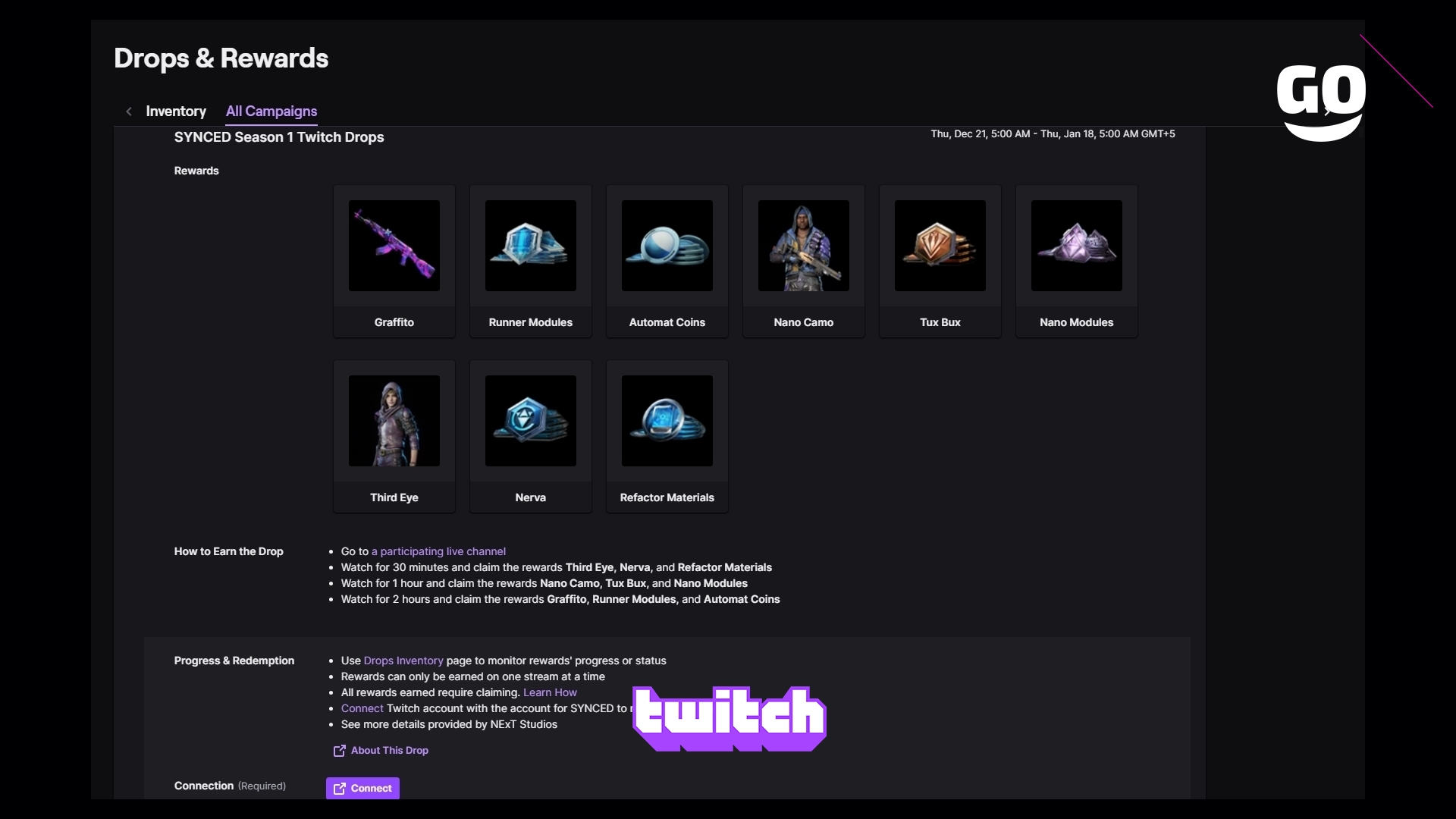 Twitch Drops раздает SYNCED Season 1 Twitch Drops для SYNCED