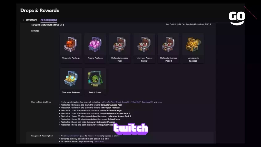 Получите ваш игровой пак Stream Marathon Drops 3/3, участвуя в Twitch Drops Stream Marathon Drops 3/3