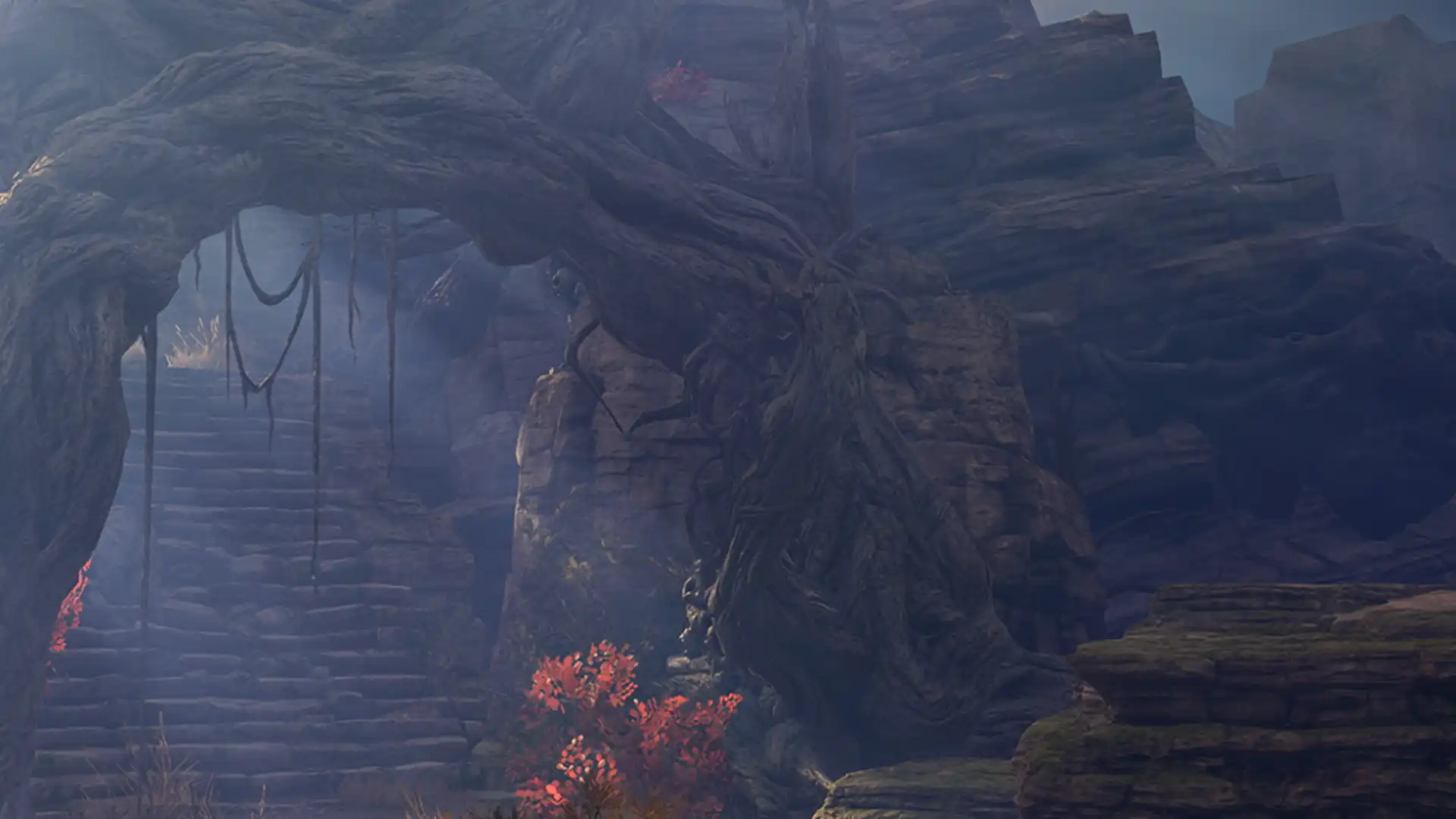 Мрачные руины и красные листья в Baldur's Gate 3 после обновления
