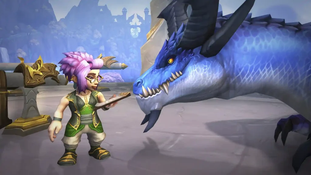 ном-воин сталкивается с драконом в последнем обновлении World of Warcraft от 17 февраля 2024 года.