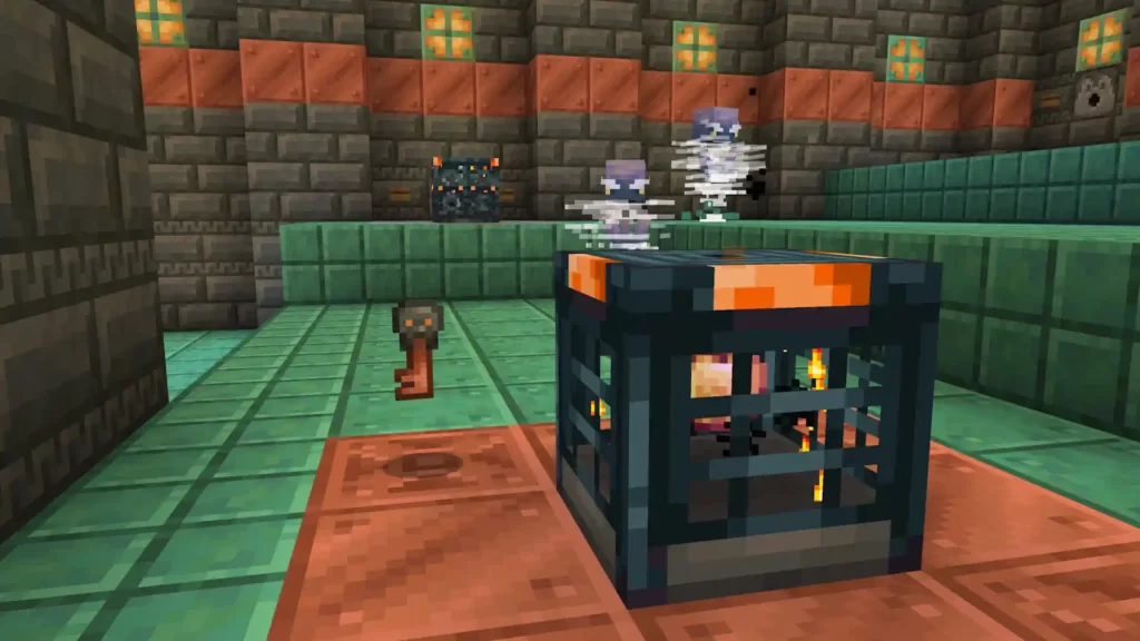 Изображение нового блока Vault и моба Armadillo из обновления Minecraft 1.20.70.21