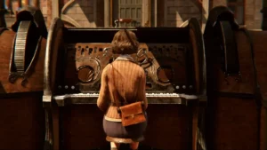 Главная героиня игры Syberia: The World Before играет на уникальном механическом пианино.