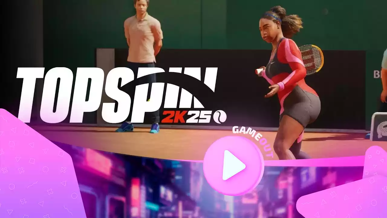 Обложка TopSpin 2K25 с изображением игры на корте