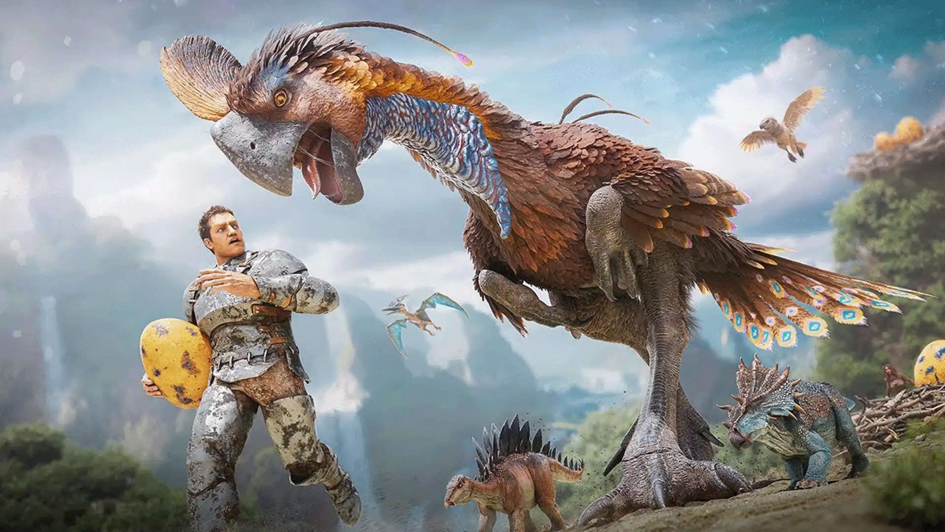 Герой встречает новых динозавров в обновлении Ark v36.19.