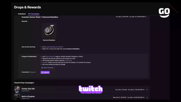 Twitch Drops предлагает игровые предметы на первой неделе Guardian Games: Diamond Medallion в Destiny 2