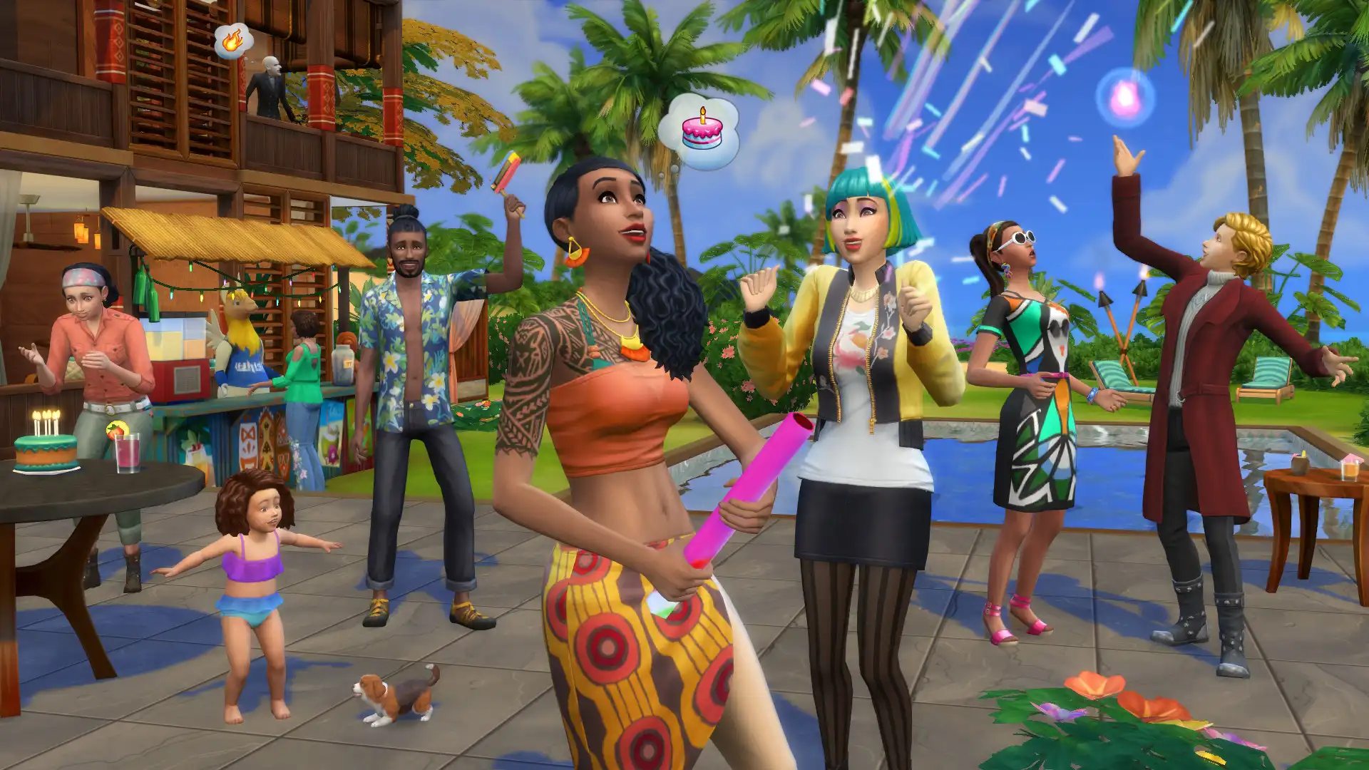 Симы веселятся на заднем дворе в The Sims 4