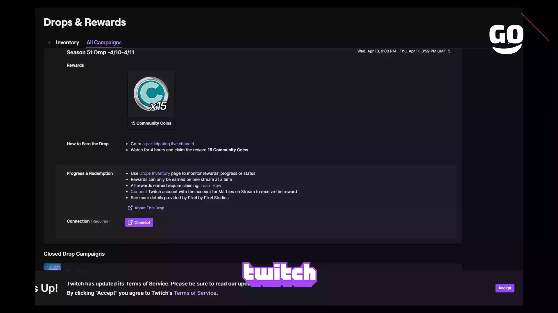 Twitch Drops: бонусы 51 сезона с 10 по 11 апреля для Marbles on Stream