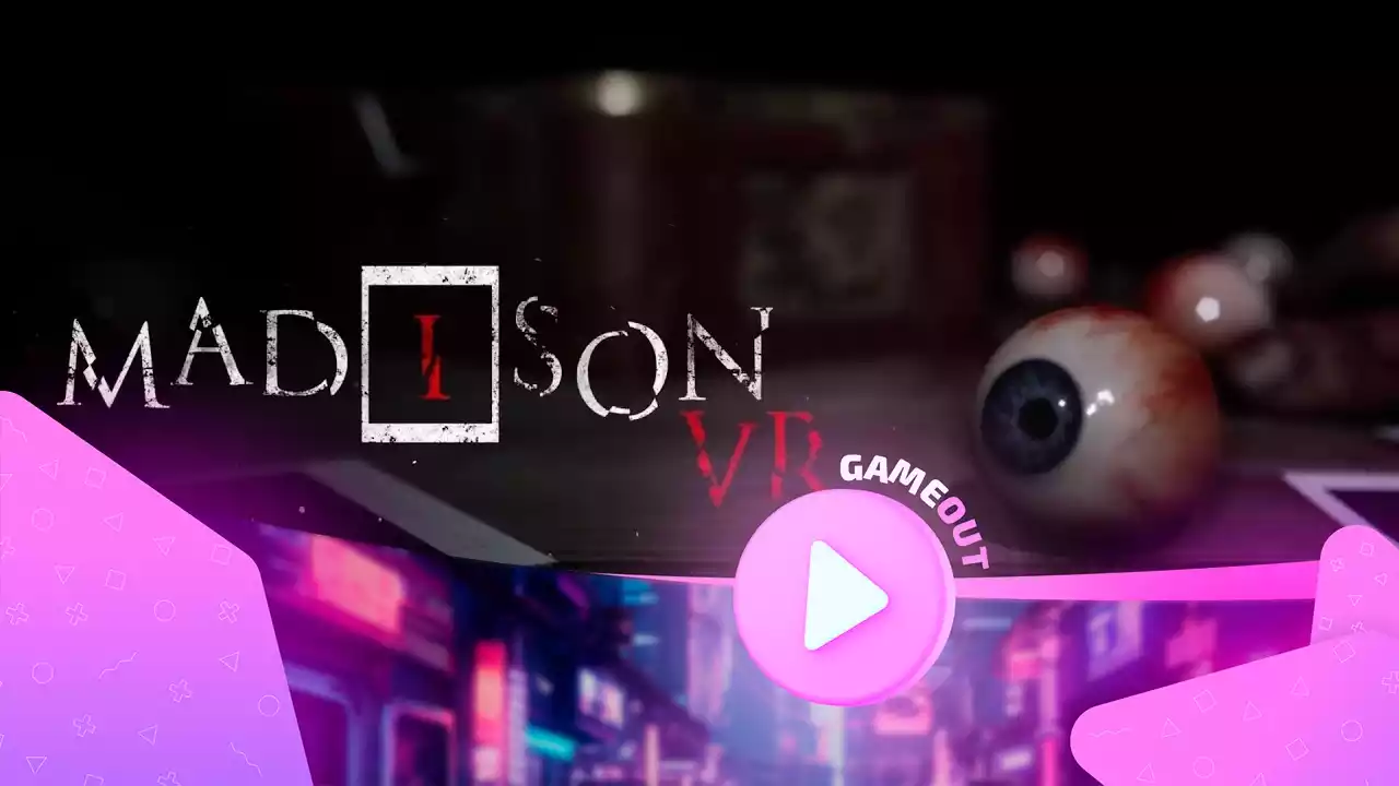 Обложка игры MADiSON VR на фоне мрачного интерьера