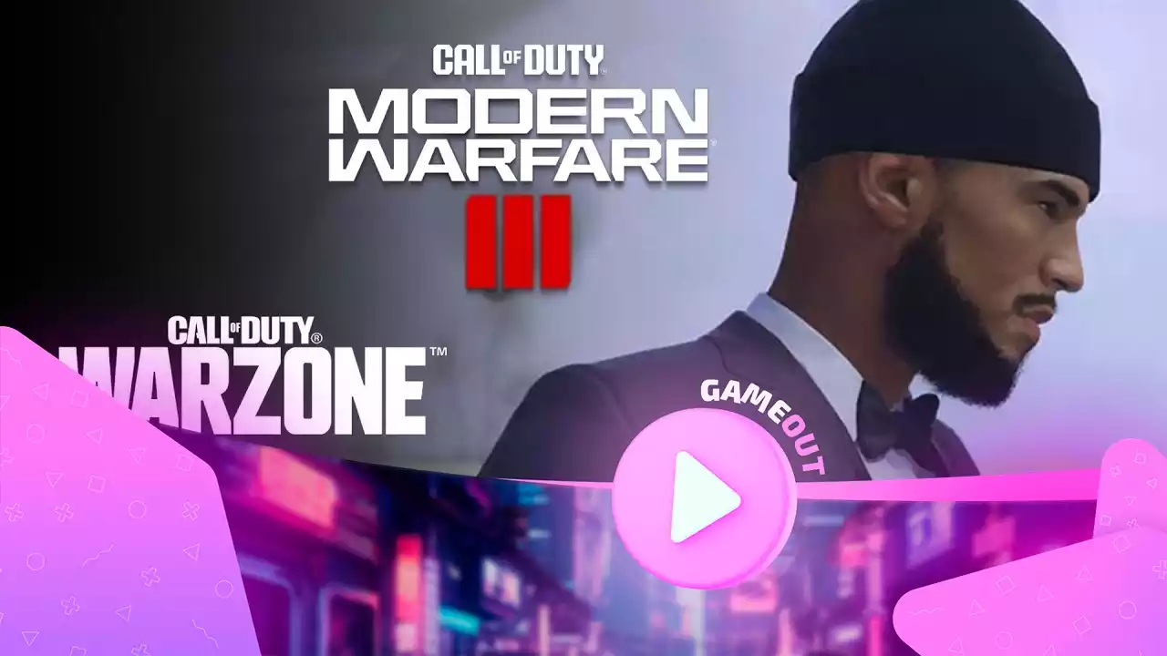 Devin Booker в полной экипировке на фоне поля боя в Call of Duty
