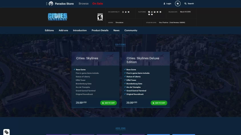 Standard и Deluxe Edition cities Skylines