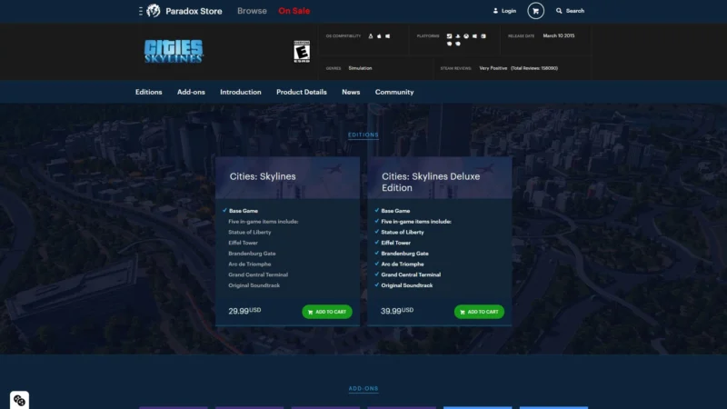 Standard и Deluxe Edition cities Skylines