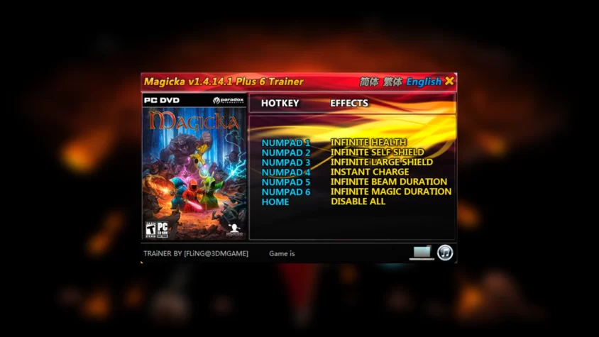 Скриншот трейнера для игры Magicka