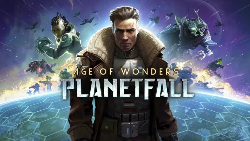 Age of Wonders: Planetfall — Возрождение империи среди звезд Обложка игры Age of Wonders: Planetfall с изображением персонажей на фоне космической карты