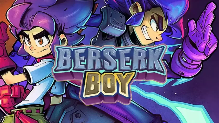 Berserk Boy — Новые герои, старые испытания Главные герои игры Berserk Boy на фоне логотипа