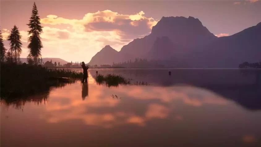 Закат на озере в Call of the Wild: The Angler