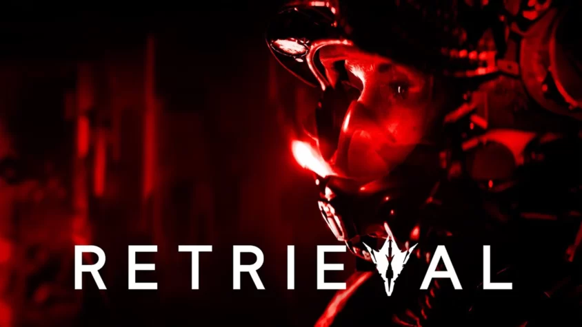 Обложка игры Retrieval Темная обложка игры Retrieval с красным освещением
