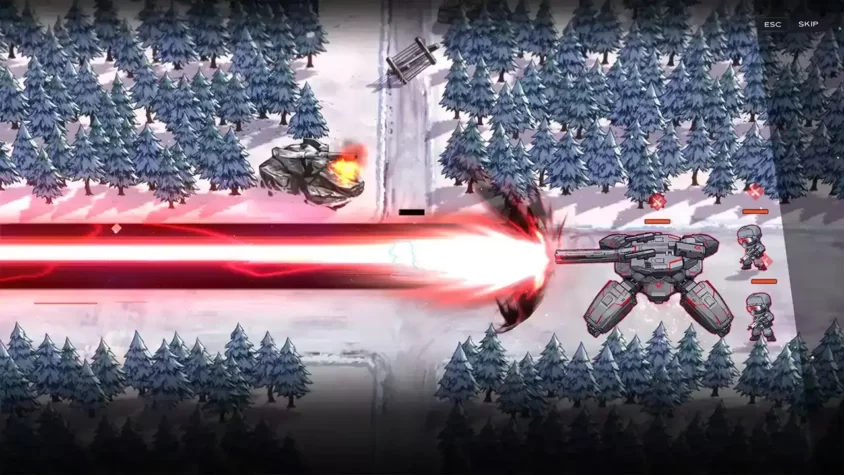 Мощная атака меха в игре Reverse Collapse: Code Name Bakery.