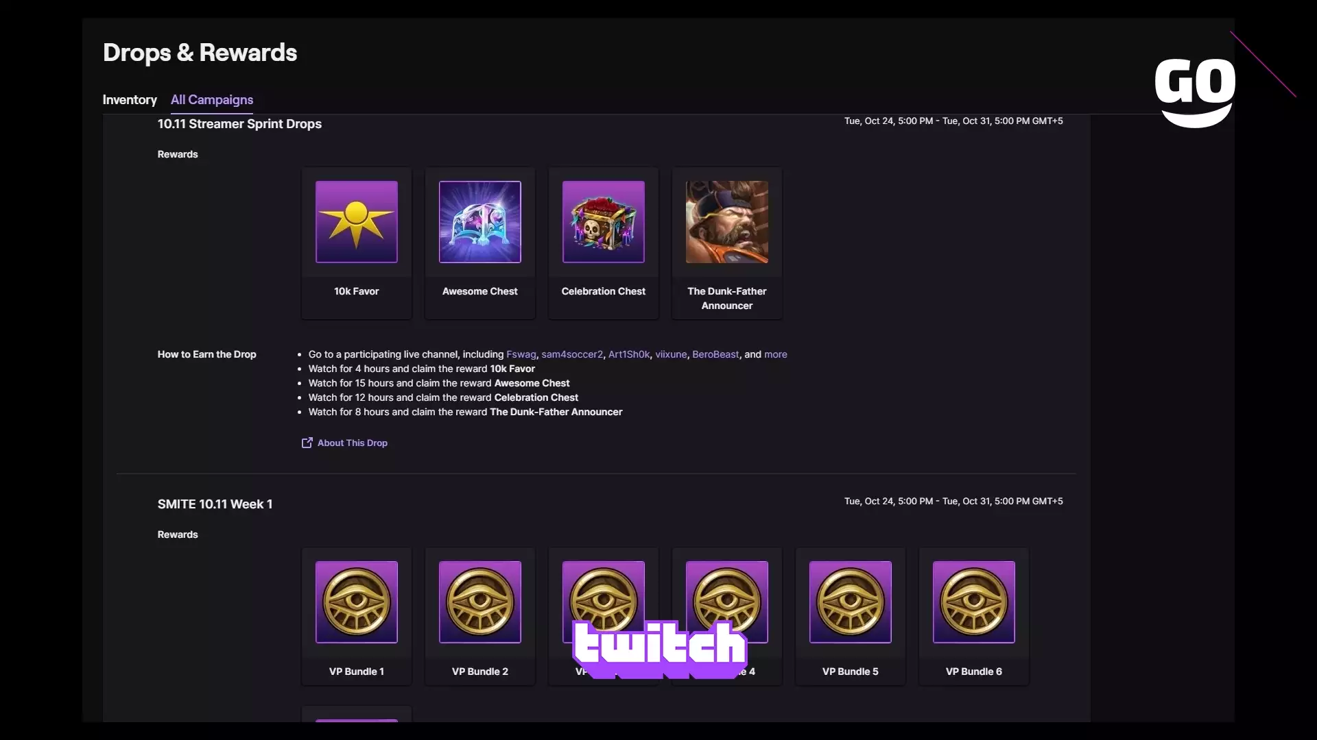 Twitch Drops 10.11 В погоне за стримерами в SMITE