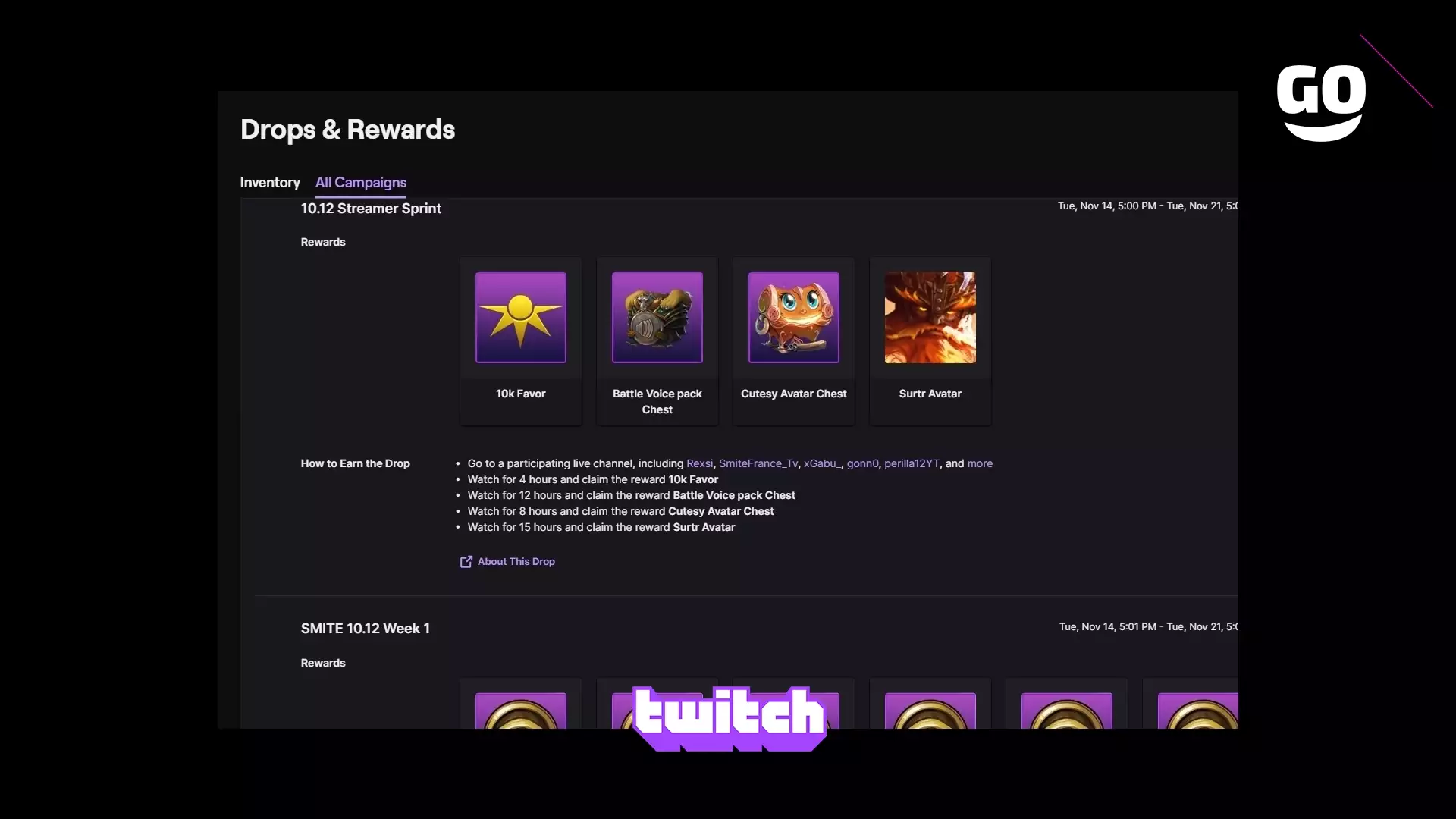 Уникальные Бонусы Twitch Drops: Спринт Стримеров в SMITE 10.12