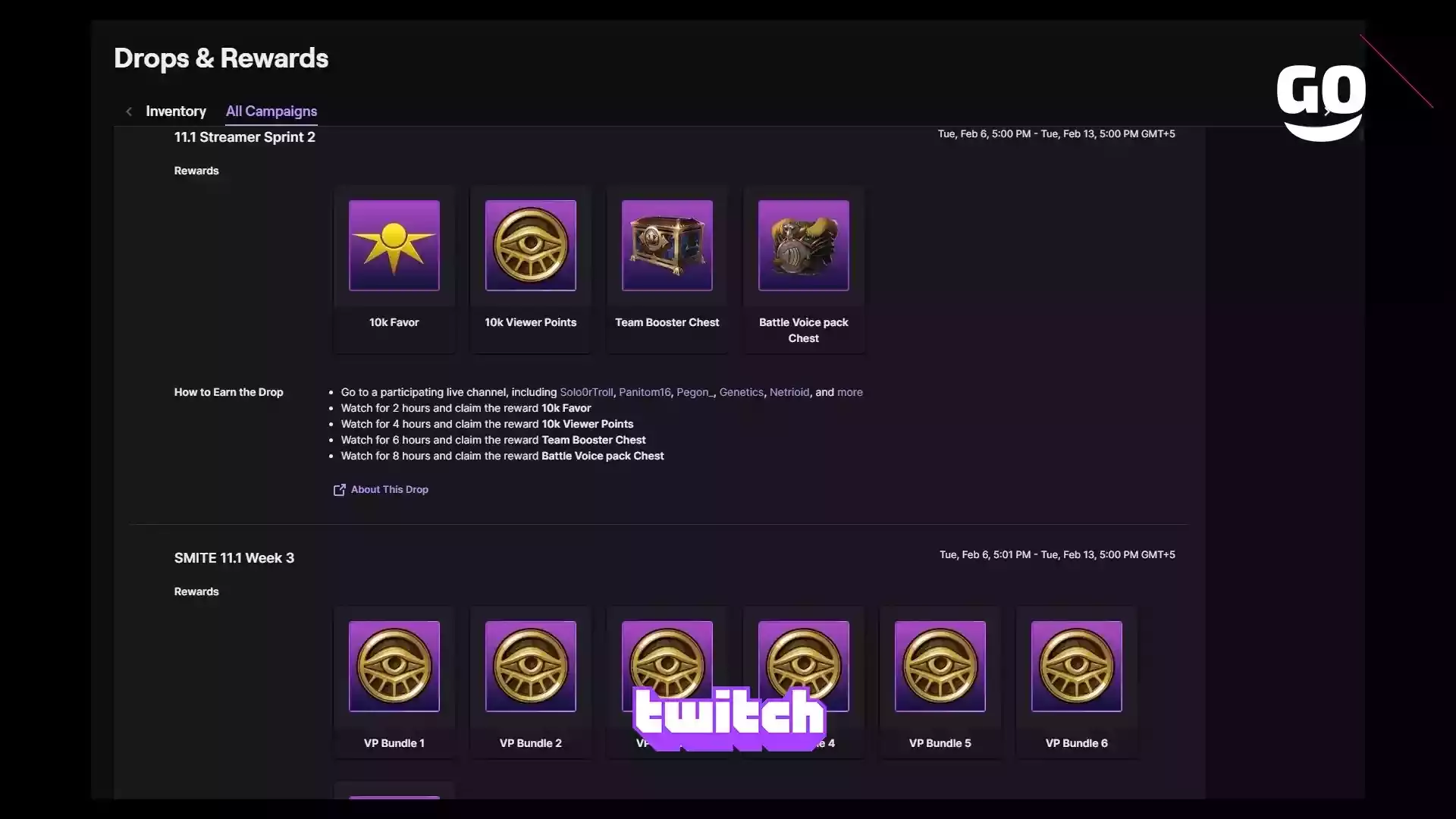 Бесплатные подарки Twitch Drops: захватите свой пак 11.1 Streamer Sprint 2 для SMITE