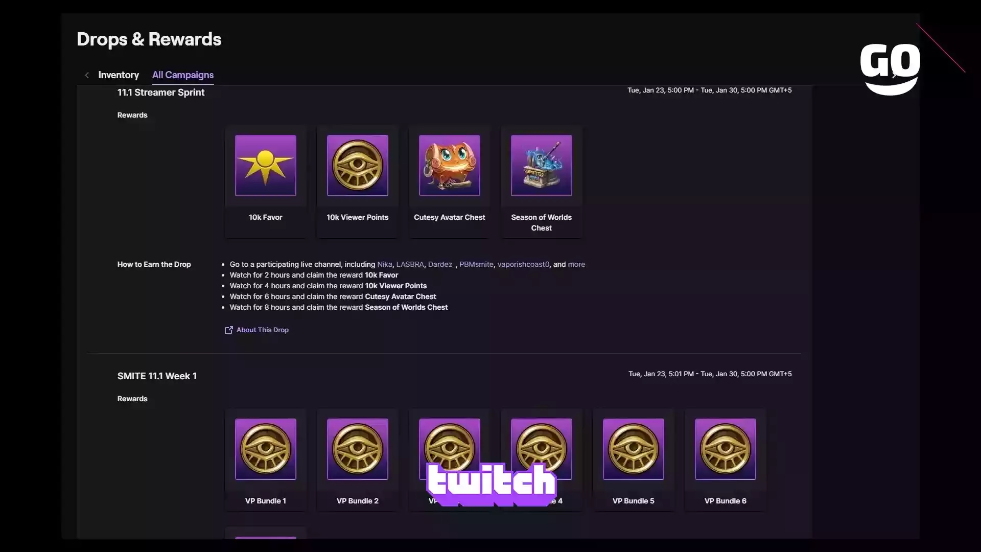 Twitch Drops: уникальный пак 11.1 Streamer Sprint для SMITE