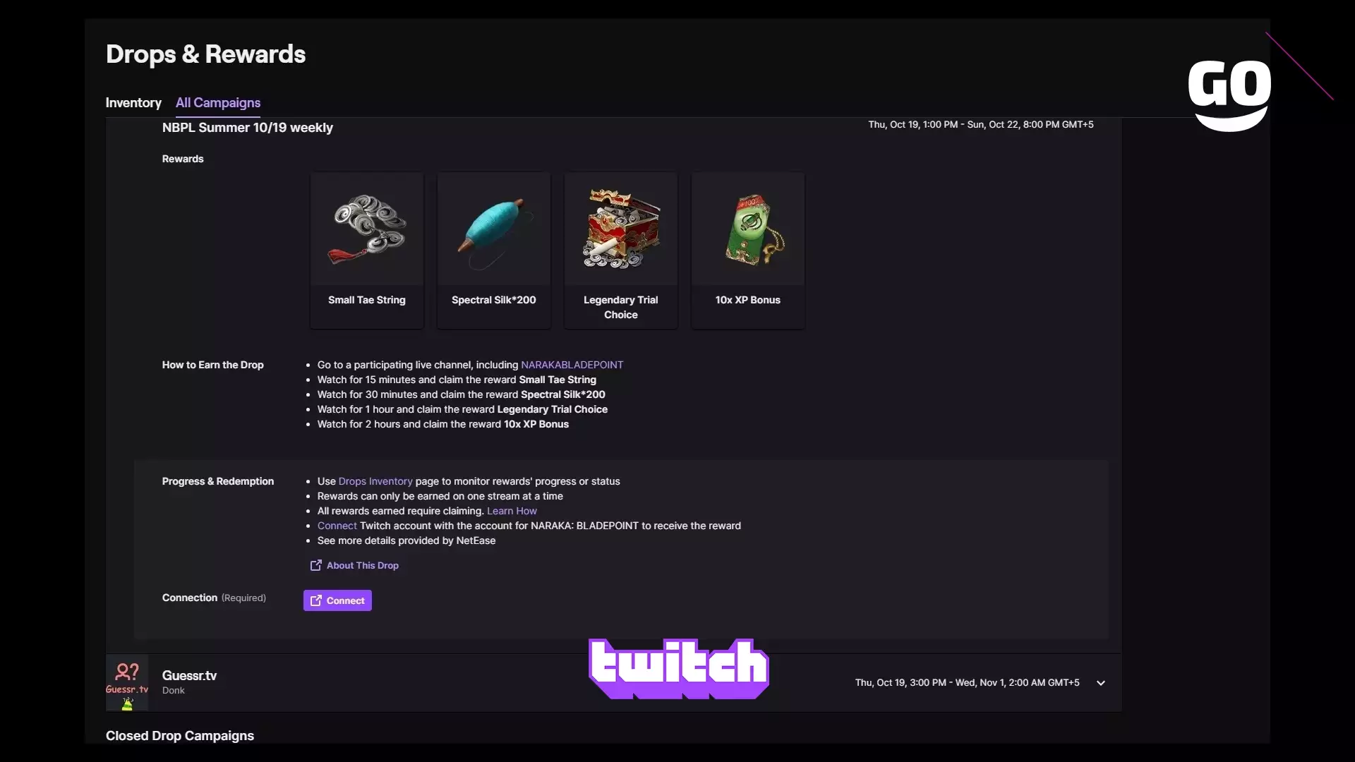 Зацени Twitch Drops с NARAKA: BLADEPOINT в рамках летнего NBPL 10/19