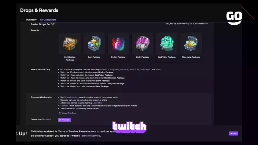 Комплект пасхальных подарков от Twitch для игры Shakes and Fidget. Easter Drops Set 1/2