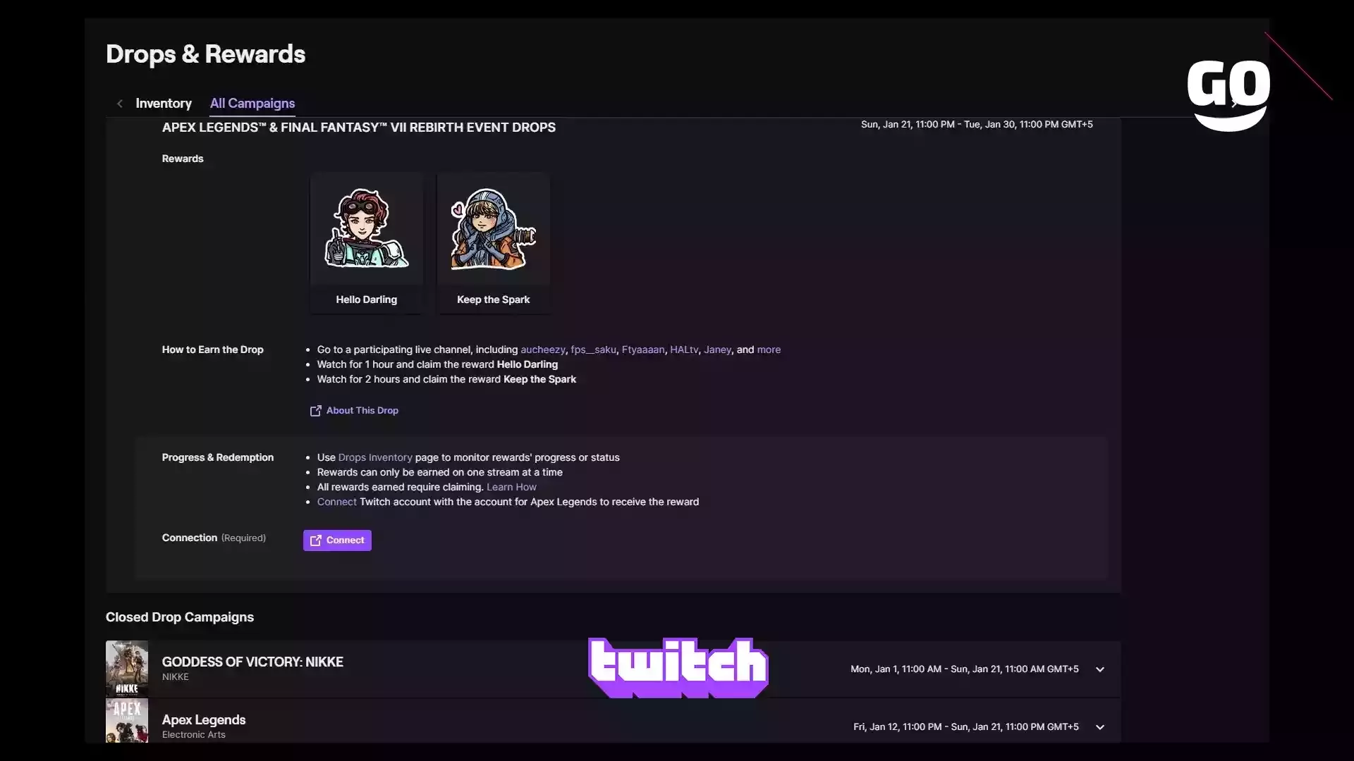 Награды Twitch Drops в рамках старта ALGS Pro League EMEA для Apex Legends
