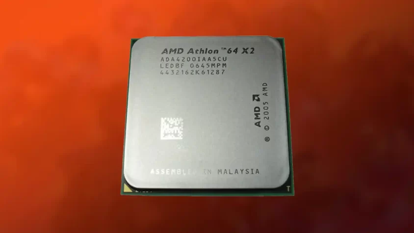 Процессор amd athlon 64 x2 4200+ на фоне компьютерных компонентов