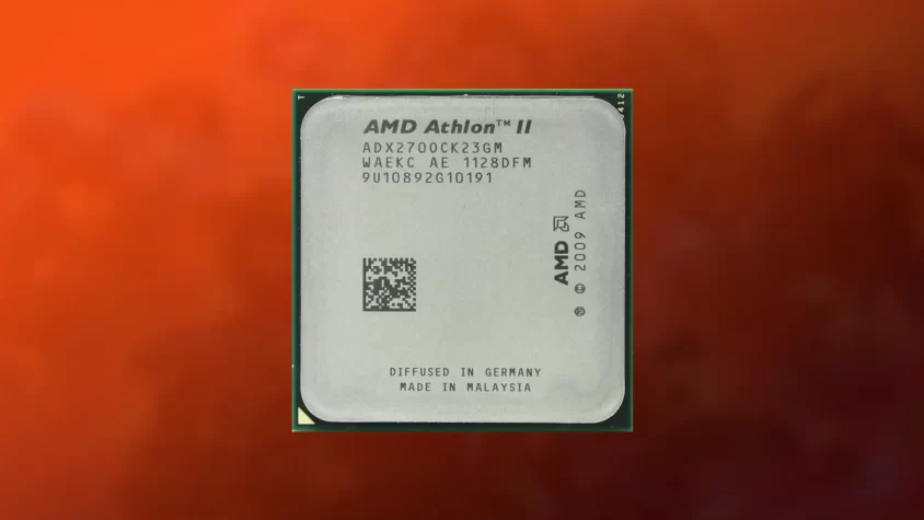 AMD Athlon II X2 270 на фоне оранжевого оттенка