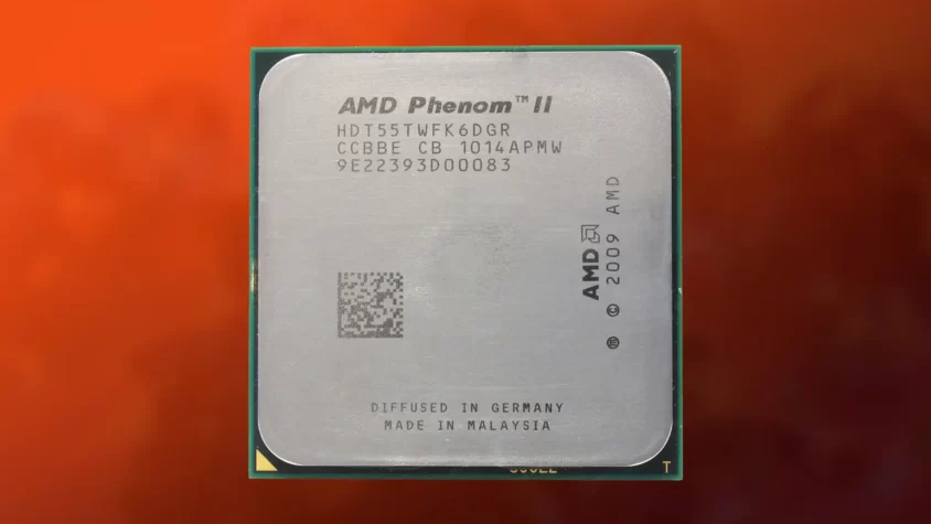 Процессор AMD Phenom II X6 1055T на фоне