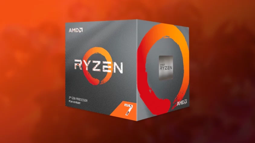Изображение процессора AMD Ryzen 7 3700X на фоне системного блока