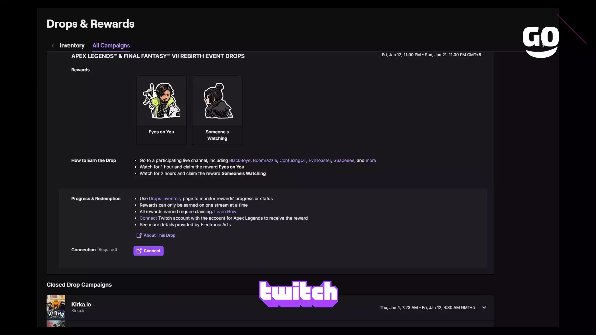 Twitch Drops: Эксклюзивные игровые бонусы APEX LEGENDS™ & FINAL FANTASY™ VII REBIRTH для Apex Legends