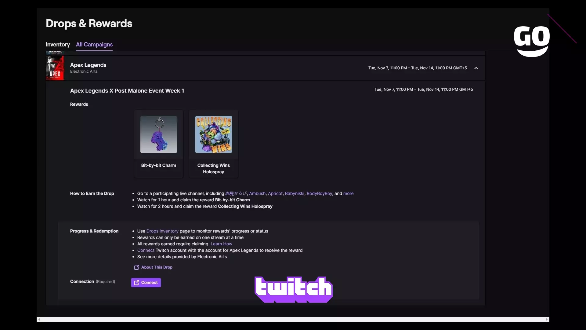 Уникальные награды Twitch Drops для Apex Legends: Событие с Post Malone, Неделя 1
