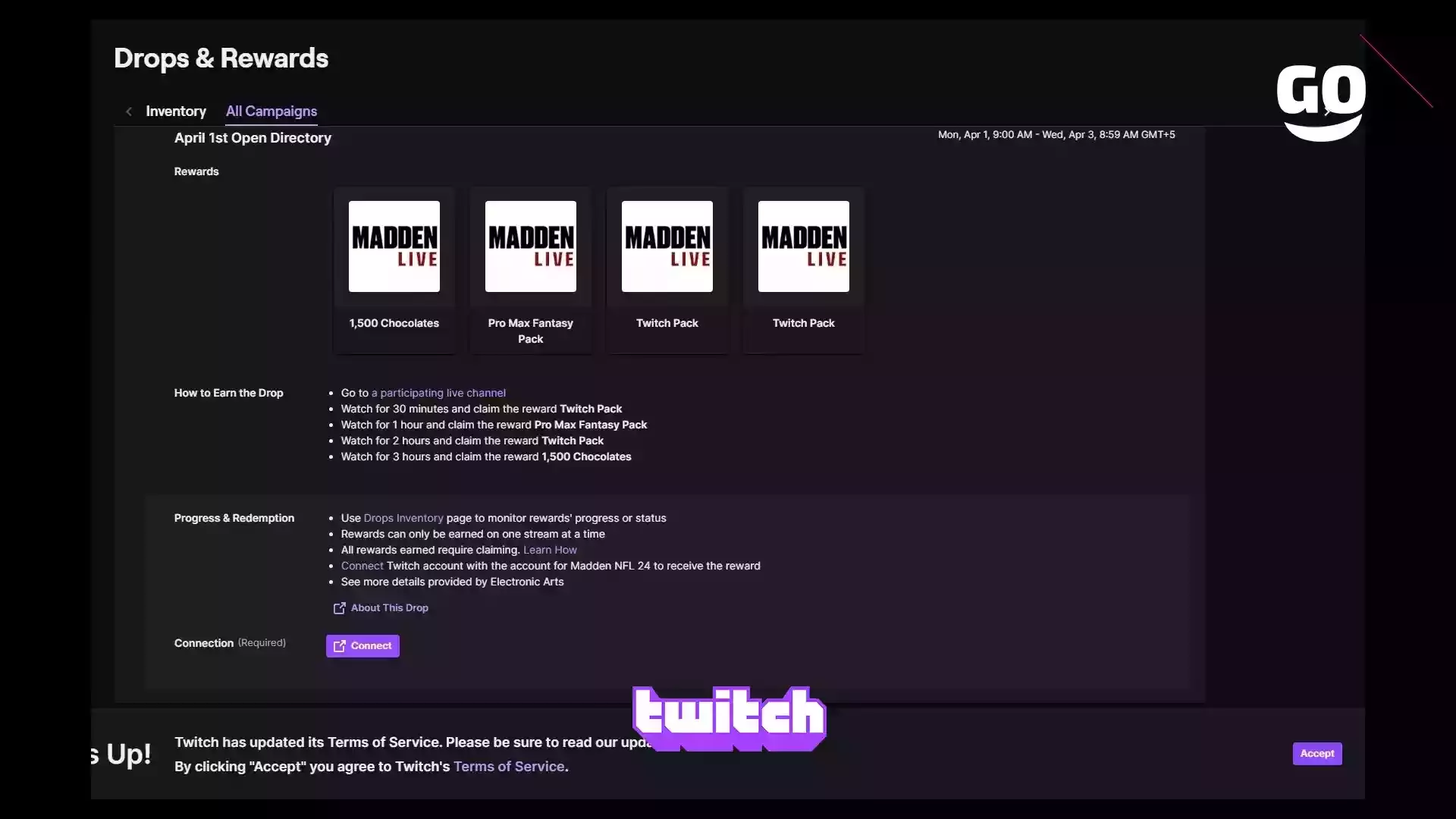 Twitch Drops с бонусами 1 апреля для Madden NFL 24