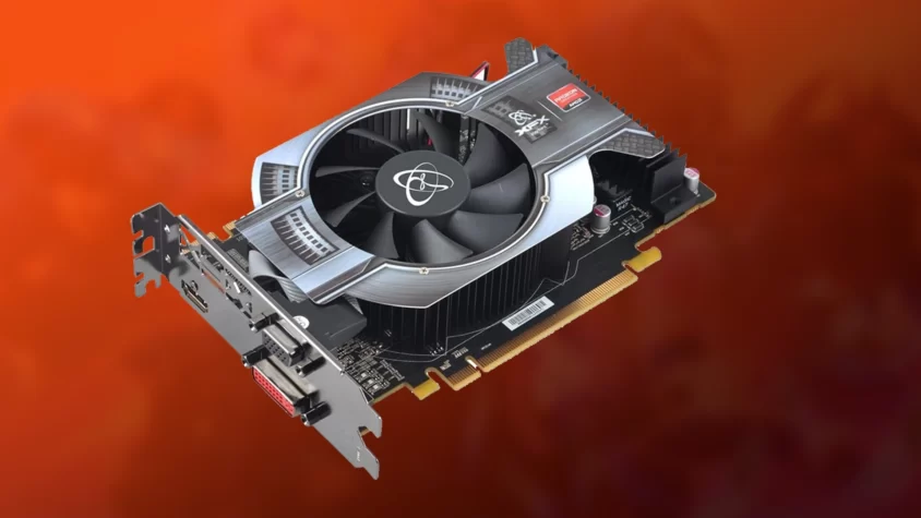 Видеокарта ATI Radeon 6770 на белом фоне