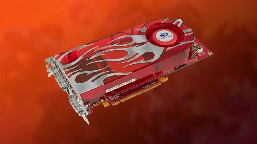 Видеокарта ATI Radeon HD 2900 GT в огненном дизайне с системой охлаждения