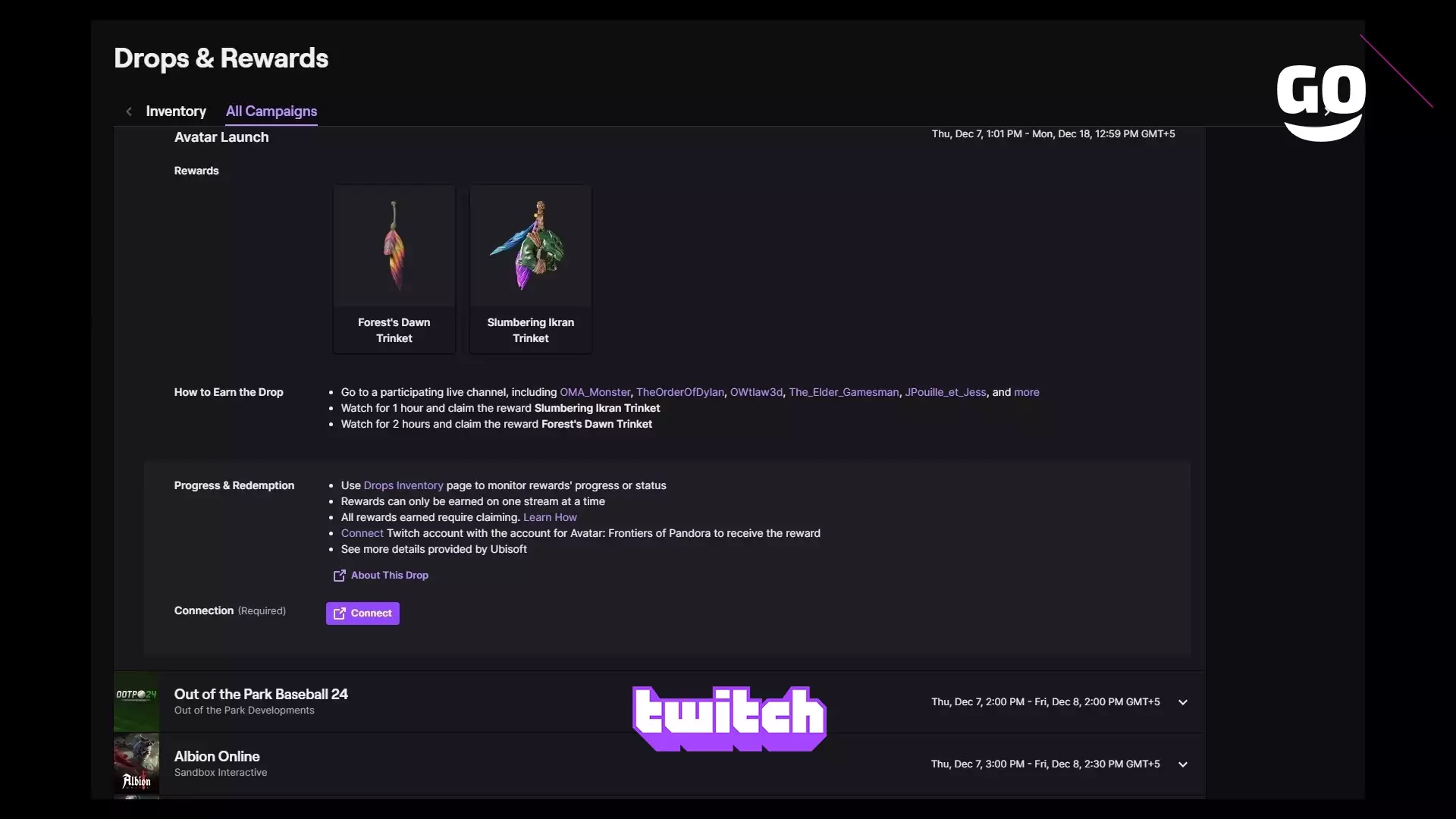 Twitch Drops раздает Avatar Launch для Avatar: Frontiers of Pandora