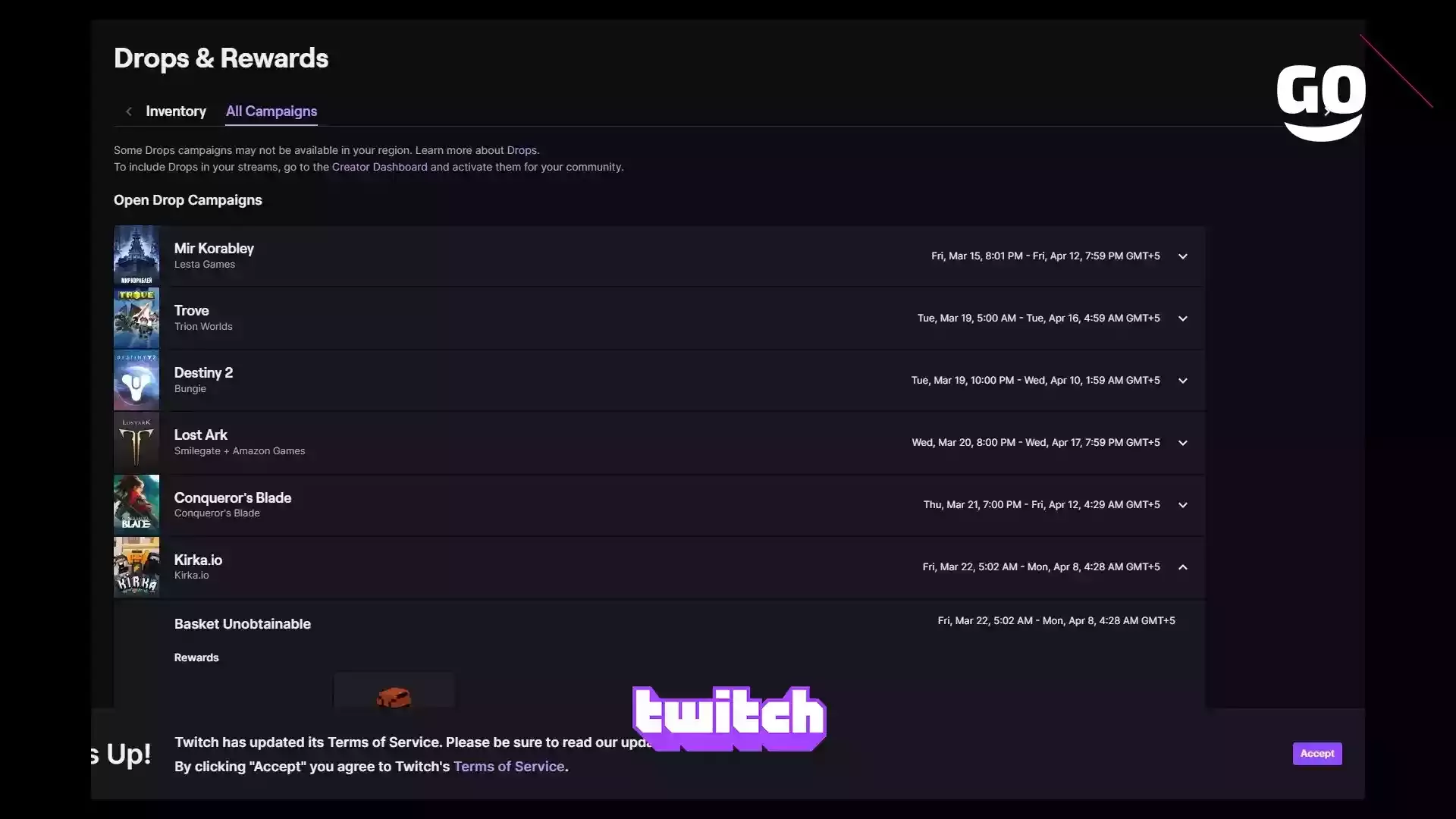 Twitch Drops раздает Basket Unobtainable для Kirka.io